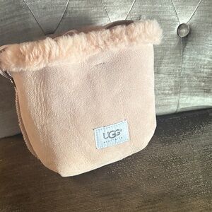 UGG Blush Pink Shearling-Trim Bucket Bag